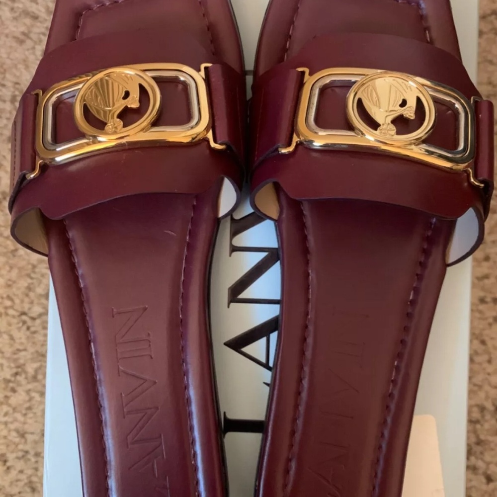 NIB Lanvin Swan leather slides Mother and Child sandals size 36 price $550